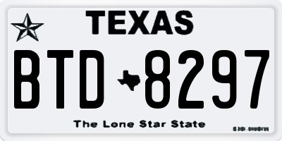 TX license plate BTD8297