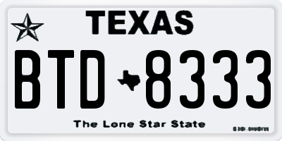 TX license plate BTD8333