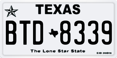 TX license plate BTD8339