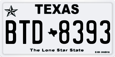 TX license plate BTD8393