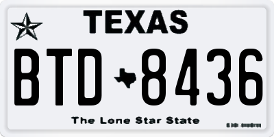 TX license plate BTD8436