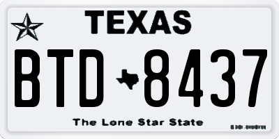 TX license plate BTD8437