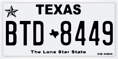 TX license plate BTD8449