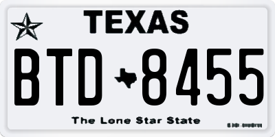 TX license plate BTD8455