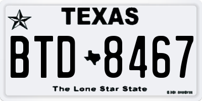 TX license plate BTD8467
