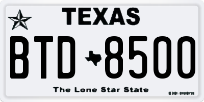 TX license plate BTD8500