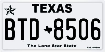 TX license plate BTD8506