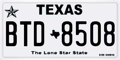 TX license plate BTD8508
