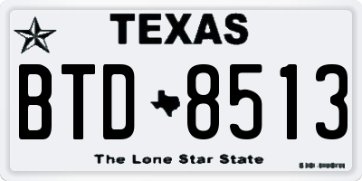 TX license plate BTD8513