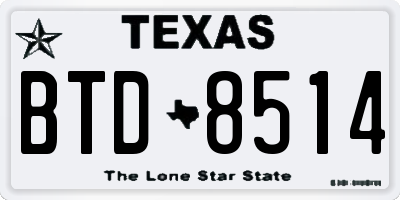 TX license plate BTD8514