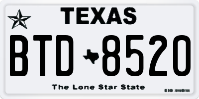 TX license plate BTD8520