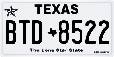 TX license plate BTD8522