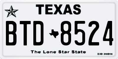 TX license plate BTD8524