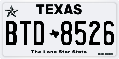 TX license plate BTD8526