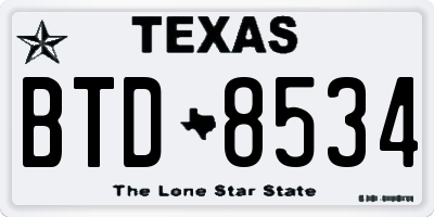 TX license plate BTD8534