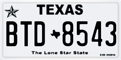 TX license plate BTD8543