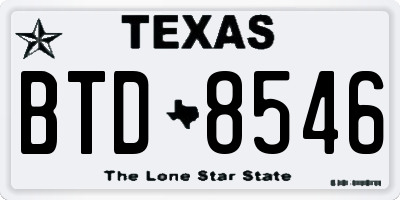 TX license plate BTD8546