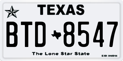 TX license plate BTD8547