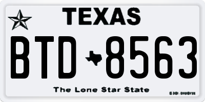 TX license plate BTD8563