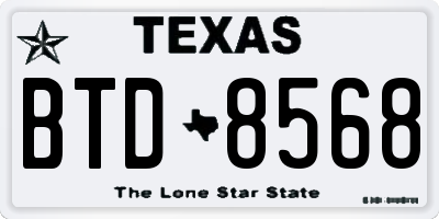 TX license plate BTD8568