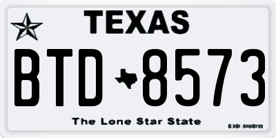 TX license plate BTD8573