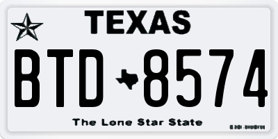 TX license plate BTD8574