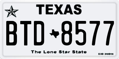 TX license plate BTD8577