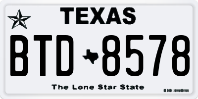 TX license plate BTD8578