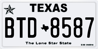 TX license plate BTD8587