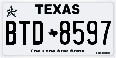 TX license plate BTD8597
