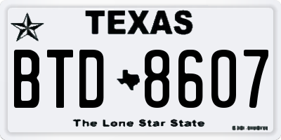 TX license plate BTD8607