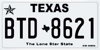 TX license plate BTD8621