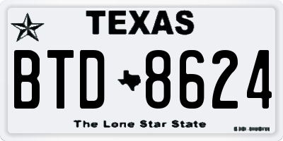 TX license plate BTD8624