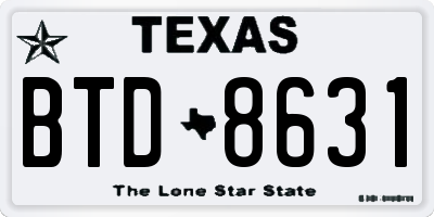 TX license plate BTD8631