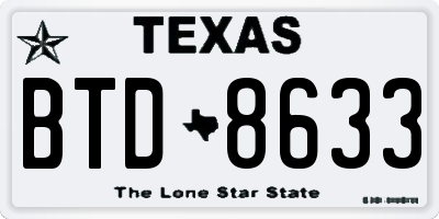 TX license plate BTD8633