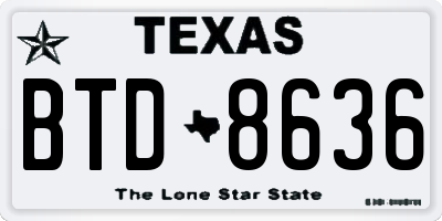 TX license plate BTD8636