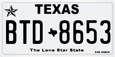 TX license plate BTD8653