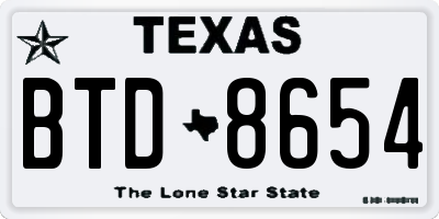 TX license plate BTD8654