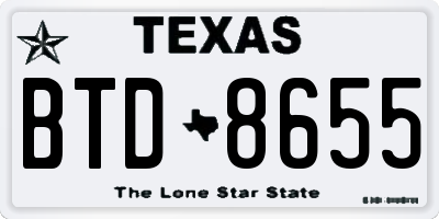 TX license plate BTD8655
