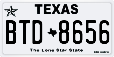 TX license plate BTD8656