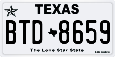 TX license plate BTD8659