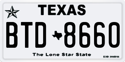 TX license plate BTD8660
