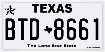 TX license plate BTD8661