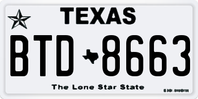 TX license plate BTD8663