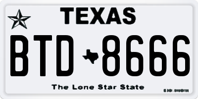 TX license plate BTD8666