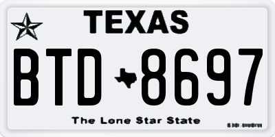TX license plate BTD8697
