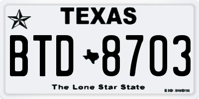 TX license plate BTD8703