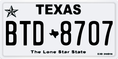 TX license plate BTD8707