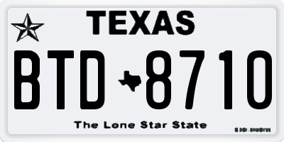TX license plate BTD8710