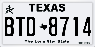 TX license plate BTD8714